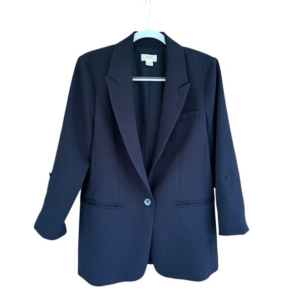 Maeve by Anthropolgie Lazar Roll Sleeve Blazer Black Women's Size 10 Career Chic - Picture 6 of 15